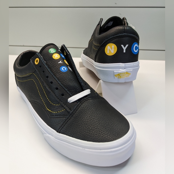 Vans Old Skool NYC 66 Subway Black Leather Fashion Casual Sneakers Men's 10 - Picture 1 of 11